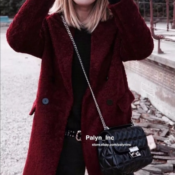 ❤️ SOLD OUT ❤️ ZARA BURGUNDY TEXTURED COAT - Picture 5 of 9